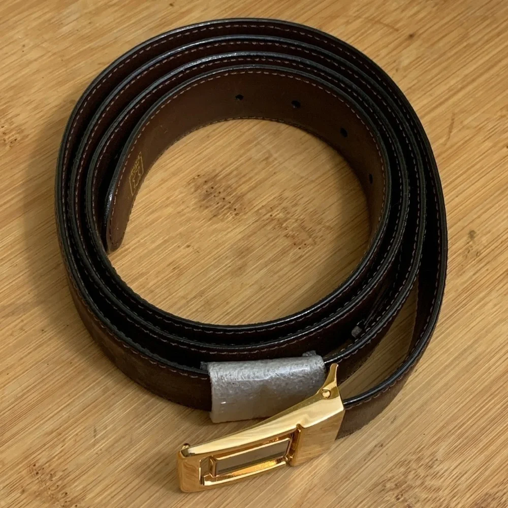 Vintage NIB Taner Brown Gold Leather Money ID Conceal Security Travel Zip Belt